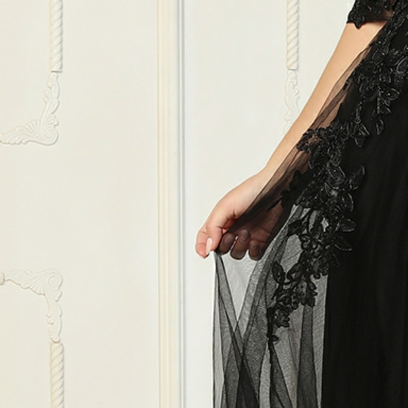 Black plus size formal evening wedding bridesmaid mother of the bride dress - Picture 3 of 7